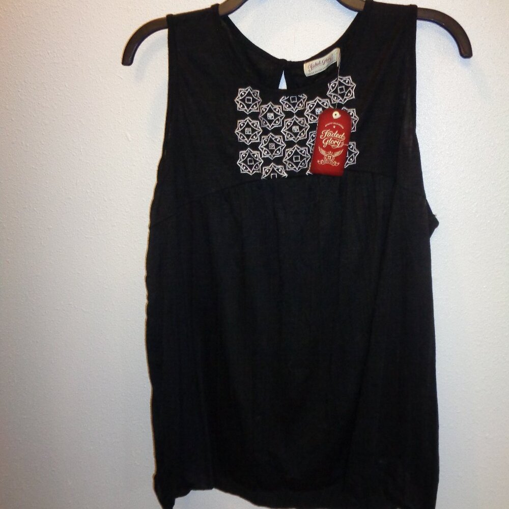 Faded Glory Women's Peasant Black Polyester Tank Top Plus Size XXL NWT